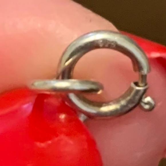 HEART Necklace 925 Sterling Silver Garnet Pearl Multi 3 Heart Spaced 16”L VTG - Picture 9 of 11